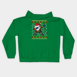 Ice Hockey Player Santa Claus Ugly Christmas Sweater Kids Hoodie